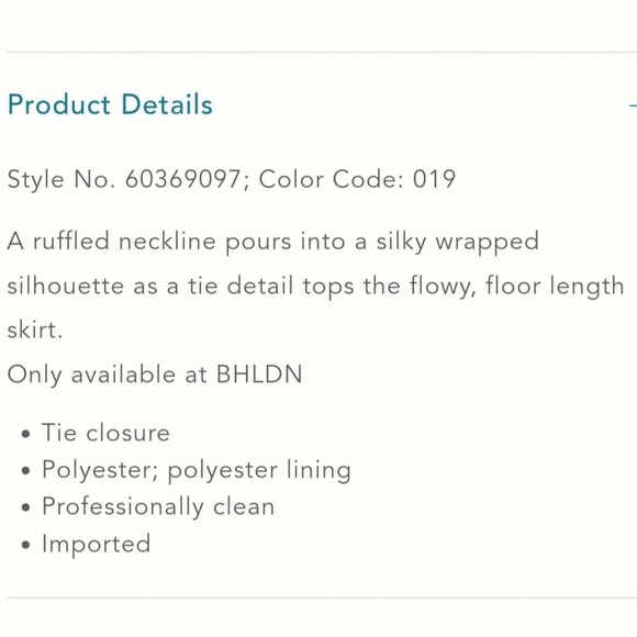 BHLDN Tansy Satin Ruffle Neckline Wrap Maxi Dress Gown in Oyster Sz 4 #60369113 - Picture 15 of 15